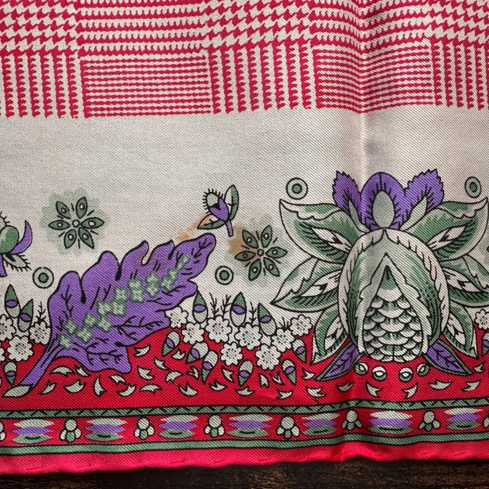 SAKS Fifth Avenue Paisley Checkered Floral Scarf